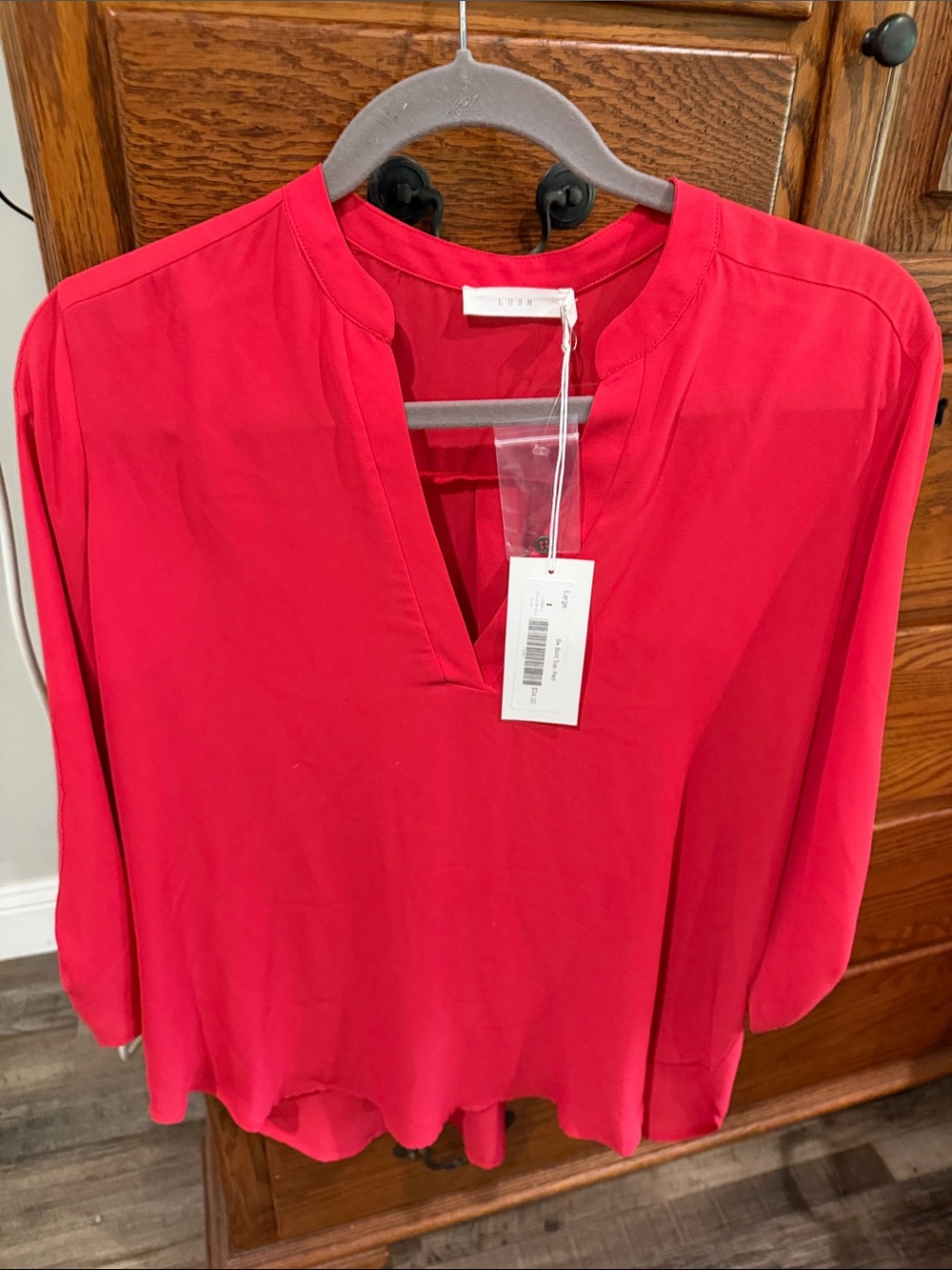 Lush Hot Pink Split-Neck Blouse